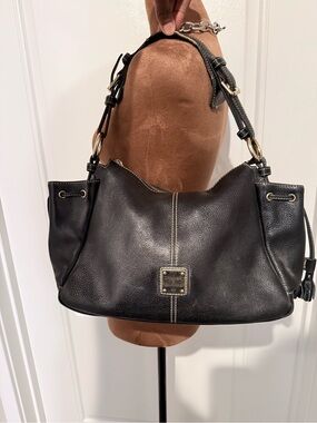 Dooney & Bourke Black Pebbled Leather Shoulder Bag Large Hobo Tote